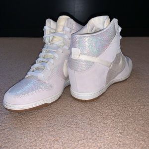 White Shimmery Nike Sneaker Wedges